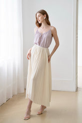 Ivory Pleated Maxi Skirt